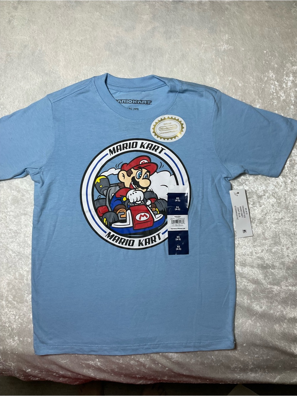 Nintendo Mario Kart Graphic Tee - Light Blue with Red Accents